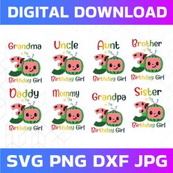 bundle 8 files cocomelon of birthday girl svg, coco melon svg, cocomelon bundle svg, cocomelon birthday svg, watermelon