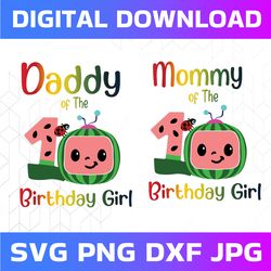 cocomelon mommy and daddy of birthday girl svg, coco melon svg, cocomelon bundle svg, cocomelon birthday svg, watermelon