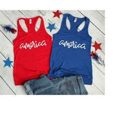 America Tank - America Clothes - July 4th Tank - Independence Day Shirt - Cute 4th of July Tees - Running Tank Top - Wom