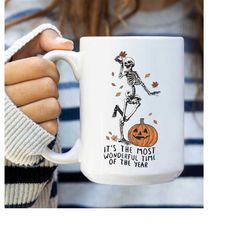 it's the most wonderful time of the year coffee mug gift for halloween, skeleton mug, fall aesthetic mug, witchy mug, ha