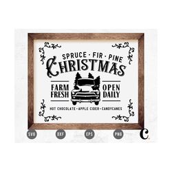 vintage christmas vintage truck sign svg cutting file for cricut, cameo silhouette, glowforge | farmhouse design | reali