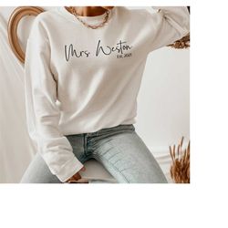 personalized gift for bride mrs. sweatshirt wedding gift honeymoon pajamas bride to be gift custom bridal gift bride t-s