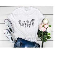 wild flowers shirt, sunflower shirt, wildflower tshirt, floral shirt, floral tshirt, wildflowers, womens tees, ladies sh