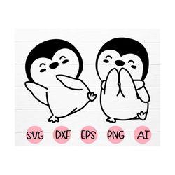 Cute baby penguin  SVG  penguin action cut file Funny Cartoon cutting svg For Cricle