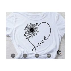 Daisy Heart SVG | Botanical SVG | Flower heart svg | Mothers Day svg | Mom Shirt svg | Gift for her svg | Love svg Cricu