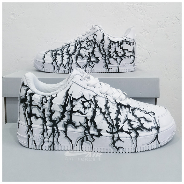 custom sneakers nike AF1, women white shoes, hand painted, wearable art 4.jpg