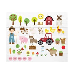 farm animals bundle svg for cut file,farm animal coloring ,clipart ,animal for kid,cow,pig,duck,cartoon hand drawn style