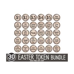 30 Redeemable Easter Token SVG, Easter Laser files, Easter Coin SVG, Easter Egg Prizes, Easter Coin, kids laser, Glowfor