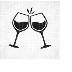 wine glasses svg, clinking wine glasses, svg, png, dxf, eps, cheers svg, drinking svg, alcohol svg, cheers glasses svg,