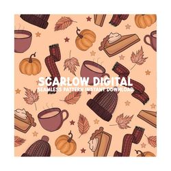 autumn doodles seamless pattern sublimation design download, autumn digital paper, fall seamless file, fall doodles, sea