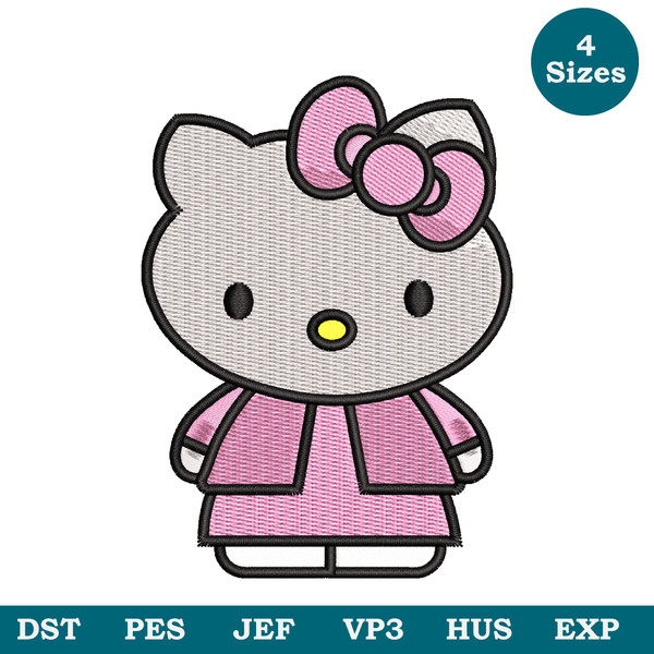 Hello Kitty Machine Embroidery Design 4 Sizes, Girl Embroidery File, Cute Kids Children Embroidery, Children Embroidery Digital Download image 1.jpg