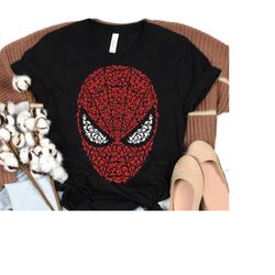 Marvel Spider-Man Mask Build Up Fill Graphic T-Shirt, Marvel Disneyland Family Matching Shirts, Disney Birthday Adult Ki
