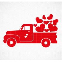 valentine truck svg, valentine's day svg, red truck with heart svg, valentine svg, cutting files for cricut & silhouette