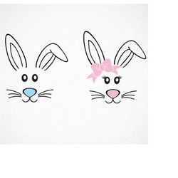 bunny svg, easter svg, boy girl cute easter bunny svg, easter cut file, bunny face svg, cut files cricut svg jpg png dxf
