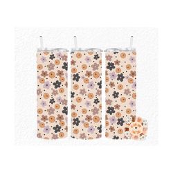 floral pumpkin 20 oz tumbler wrap-fall sublimation digital design download-straight tumbler png, 20 oz tumbler designs,