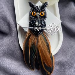 Owl brooch handmade