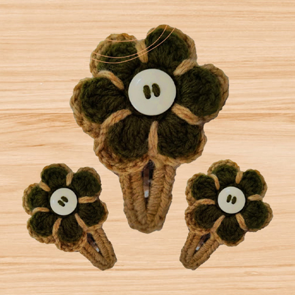 crochet flower hair clip pattern
