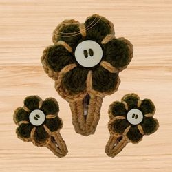 crochet flower hair clip pdf pattern