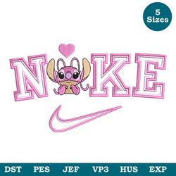 Nike Stitch Angel Embroidery design 5 Sizes. Lilo and Stitch embroidery design. Logo Nike embroidery, Anime Pes Design