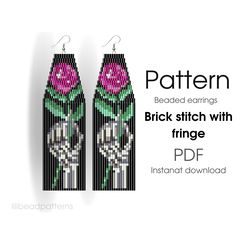 Halloween earrings pattern - Brick stitch - seed bead pattern - bead weaving - instant download - Moon night bead patter