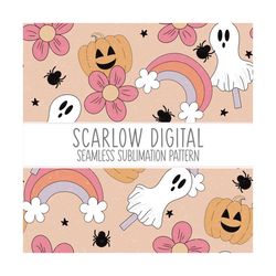 spooky doodles seamless pattern-sublimation digital design download-ghost seamless pattern, boho halloween sublimation,
