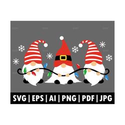 Christmas gnomes Svg, christmas lights Svg, Merry Christmas Svg, gnome Png, Christmas Ornaments, Winter Svg, Cut File fo