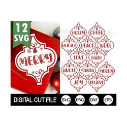 arabesque christmas ornament svg bundle, arabesque tile svg, tile ornament, arabesque ornament, merry christmas, svg fil