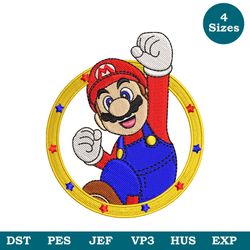 Mario Circle Machine Embroidery Patch Design 4 Sizes, Mario embroidery, Embroidery Patch file, Digital download