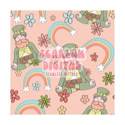meditating leprechaun seamless pattern-saint patty's day sublimation digital design download-lucky seamless file, clover