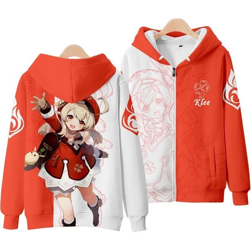 Klee All Over Print 3D Hoodie Zip Hoodie, Klee Genshin Impact 3D Hoodie Zip Hoodie Fleece Hoodie, Klee Hoodie 3D