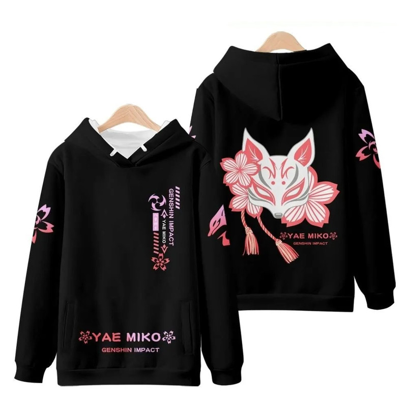 Yae Miko All Over Print 3D Hoodie Zip Hoodie, Yae Miko Genshin Impact 3D Hoodie Zip Hoodie Fleece Hoodie