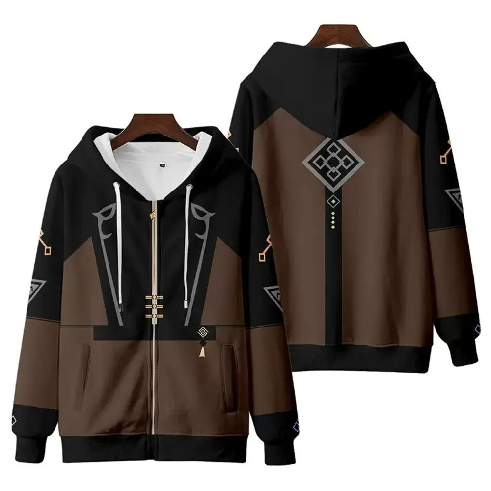 Zhongli All Over Print 3D Hoodie Zip Hoodie, Zhongli Genshin Impact 3D Hoodie Zip Hoodie Fleece Hoodie