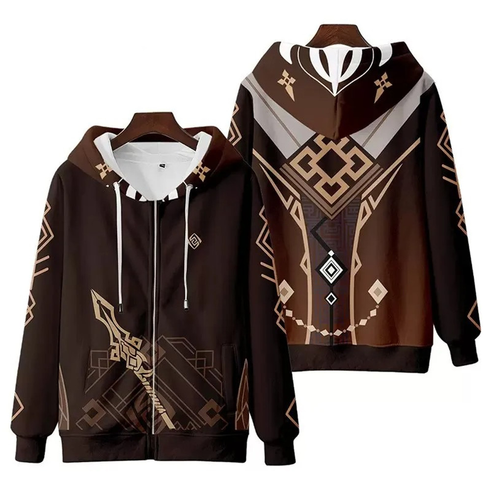 Zhongli All Over Print 3D Hoodie Zip Hoodie, Zhongli Genshin Impact 3D Hoodie Zip Hoodie Fleece Hoodie