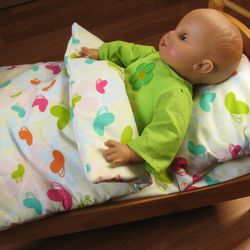Butterfly Themed Doll Bedding Set 4 Pieces, 18 Inch Doll Bedding, doll crib bedding