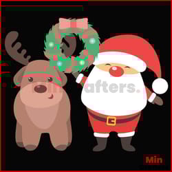 deer and santa claus svg, christmas svg, santa svg, christmas deer svg, weath svg