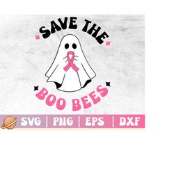 Save The Boo Bees Breast Cancer Awareness Svg | Breast Cancer Halloween Svg | In October We Wear Pink Png | Ghost Pink R