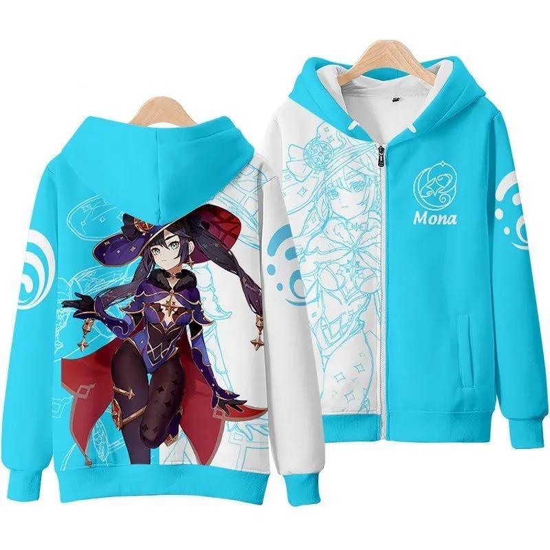 Mona Megistus All Over Print 3D Hoodie Zip Hoodie, Mona Megistus Genshin Impact 3D Hoodie Zip Hoodie Fleece Hoodie