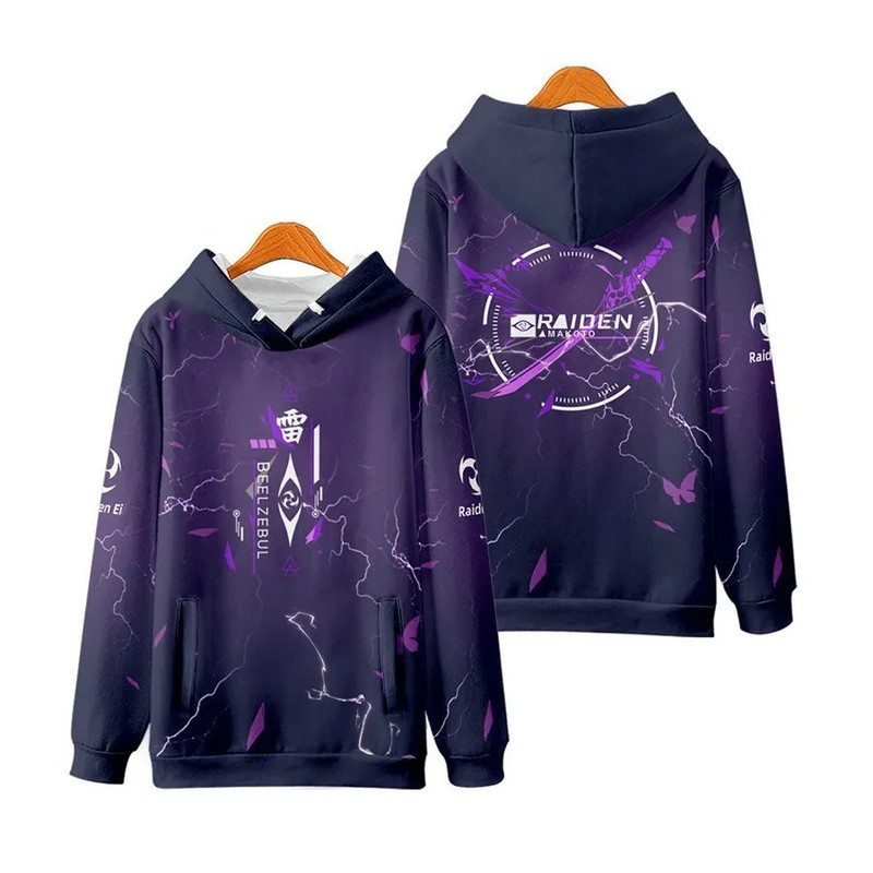 Raiden Shogun All Over Print 3D Hoodie Zip Hoodie, Raiden Shogun Genshin Impact 3D Hoodie Zip Hoodie Fleece Hoodie