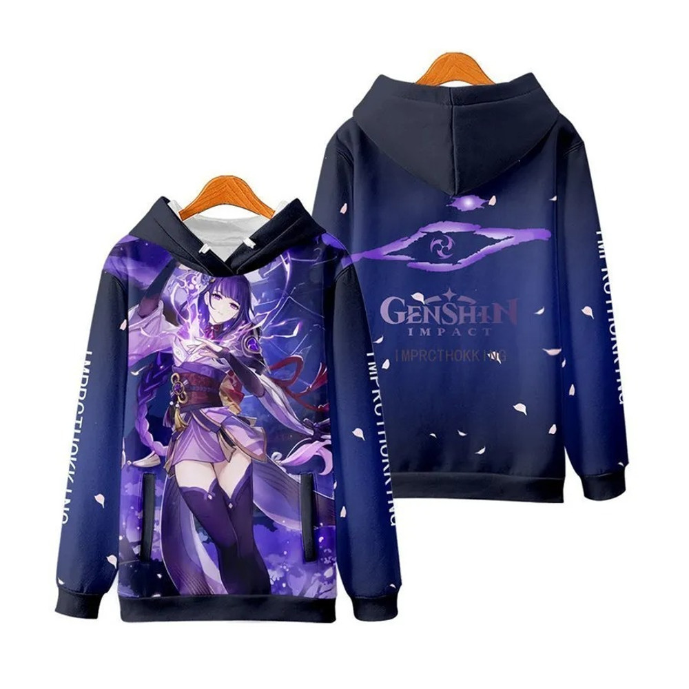 Raiden Shogun All Over Print 3D Hoodie Zip Hoodie, Raiden Shogun Genshin Impact 3D Hoodie Zip Hoodie Fleece Hoodie