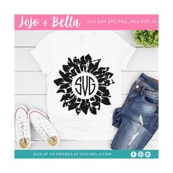 sunflower svg -sunflower monogram svg, split sunflower monogram svg, flower svg, grunge sunflower svg - grunge svg - sun