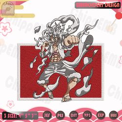 gear 5 luffy embroidery design, one piece embroidery design, anime embroidery design, machine embroidery designs