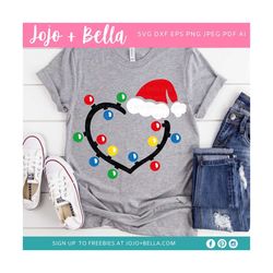 christmas lights svg, string of christmas lights svg, xmas lights svg, heart svg, christmas svg, svg files for cricut, s