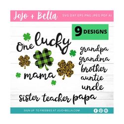 lucky family svg, st patricks day svg, lucky svg, one lucky mama svg, st patricks day svg file, cute st patricks svg, lu