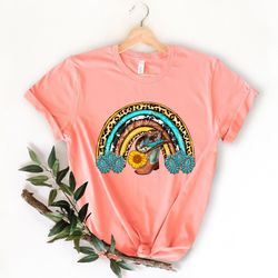 cowboy boot shirt, cowboy hat rainbow shirt, western rainbow shirt, gemstone rainbow shirt, sunflower rainbow shirt, bes