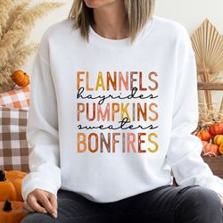 flannels hayrides bonfires pumpkins shirt,fall shirt, thanksgiving shirt, pumpkin shirt, autumn t shirt,cute fall shirt,