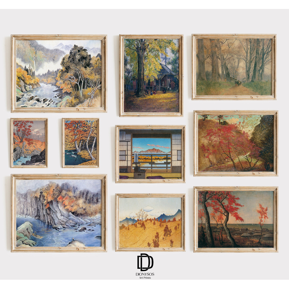 Japanese Fall Landscape Gallery Wall Prints, Artful Autumn Art Prints, Vintage Autumn Gallery Wall Set of 10, Artful Japanese Wall Decor.jpg