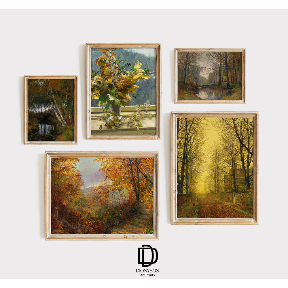 Artful Autumn Gallery Wall Prints SET of 5, Rustic Fall Farmhouse Wall Decor, Vintage Autumn Gallery Art, Artful Fall Landscape Paintings.jpg