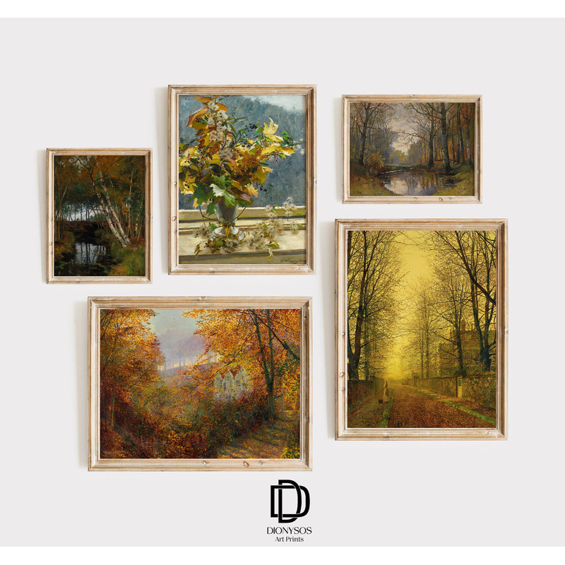 Artful Autumn Gallery Wall Prints SET of 5, Rustic Fall Farmhouse Wall Decor, Vintage Autumn Gallery Art, Artful Fall Landscape Paintings.jpg