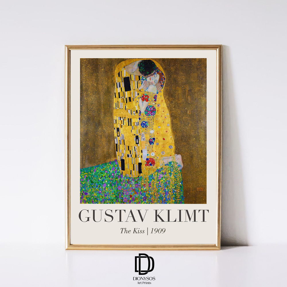 Gustav Klimt The Kiss Print, Vintage Gustav Klimt Printable Wall Art, Gustav Klimt Exhibition Poster, Art Nouveau Decor, Digital Download.jpg
