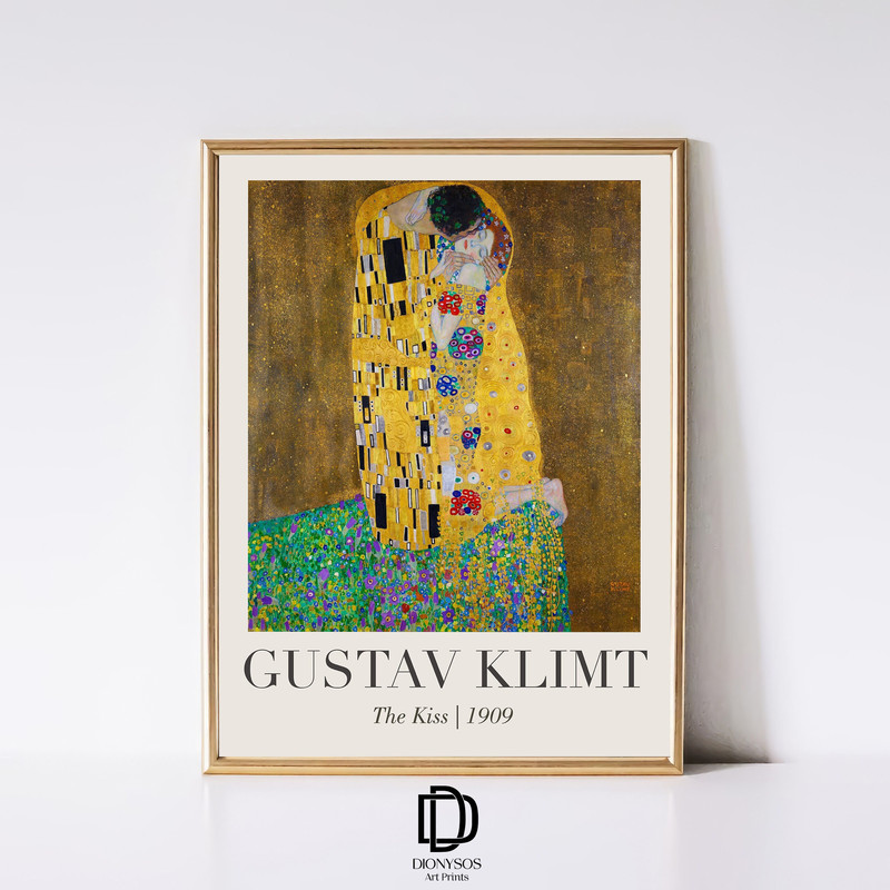 Gustav Klimt The Kiss Print, Vintage Gustav Klimt Printable Wall Art, Gustav Klimt Exhibition Poster, Art Nouveau Decor, Digital Download.jpg